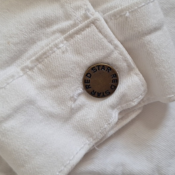 Red Star White Denim Jacket Size Large - Picture 7 of 11